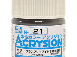 обзорное фото Акрилова фарба на водній основі Acrysion Off White / Білий з відтінком Mr.Hobby N21 Акрилові фарби