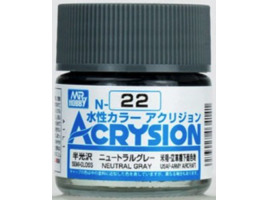 обзорное фото Акрилова фарба на водній основі Acrysion Neutral Gray / Нейтральний сірий Mr.Hobby N22 Акрилові фарби