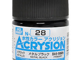 обзорное фото Акрилова фарба на водній основі Acrysion Metal Black / Чорний металік Mr.Hobby N28 Акрилові фарби