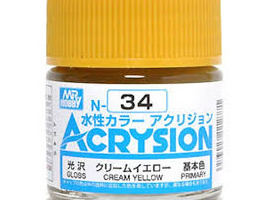 обзорное фото Акрилова фарба на водній основі Acrysion Cream Yellow / Кремовий Жовтий Mr.Hobby N34 Акрилові фарби