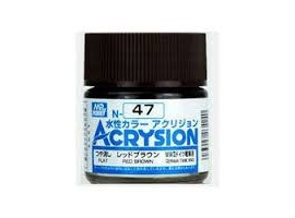 обзорное фото Water-based acrylic paint Acrysion Red Brown / Red Brown Mr.Hobby N47 Acrylic paints