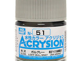 обзорное фото Акрилова фарба на водній основі Acrysion Light Gull Gray / Світло-Сірий Mr.Hobby N51 Акрилові фарби