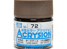 обзорное фото Акрилова фарба на водній основі Acrysion Dark Earth / Темна Земля Mr.Hobby N72 Акрилові фарби