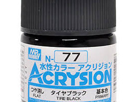 обзорное фото Акриловая краска на водной основе Acrysion Tire Black / Шинный Черный Mr.Hobby N77 Акриловые краски