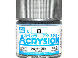 обзорное фото Акрилова фарба на водяній основі Acrysion Silver/ Срібло Mr.Hobby N8 Акрилові фарби