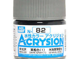 обзорное фото Акрилова фарба на водній основі Acrysion Dark Grey / Темно Сірий Mr.Hobby N82 Акрилові фарби