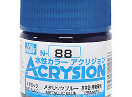 обзорное фото Акрилова фарба на водній основі Acrysion Metallic Blue / Блакитний Металік Mr.Hobby N88 Акрилові фарби