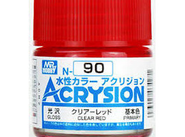 обзорное фото Акрилова фарба на водній основі Acrysion Clear Red / Прозорий Червоний Mr.Hobby N90 Акрилові фарби
