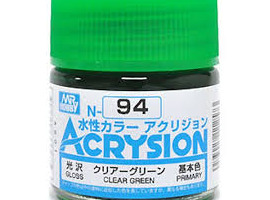 обзорное фото Акрилова фарба на водній основі Acrysion Clear Green / Прозорий Зелений Mr.Hobby N94 Акрилові фарби