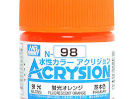 обзорное фото Акриловая краска на водной основе Acrysion Fluorescent Orange / Флуоресцентный Оранж. Mr.Hobby N98 Акриловые краски