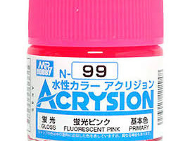 обзорное фото Акрилова фарба на водній основі Acrysion Fluorescent Pink / Флуоресцентний Рожевий Mr.Hobby N99 Акрилові фарби