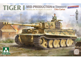 Сборная модель 1/35 Танк Тигр I Sd.Kfz.181 Pz.Kpfw.VI Ausf.E (Mid) с циммеритом + фигура Отто Кариус