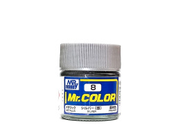 обзорное фото Silver metallic, Mr. Color solvent-based paint 10 ml. / Срібло металік Нітрофарби
