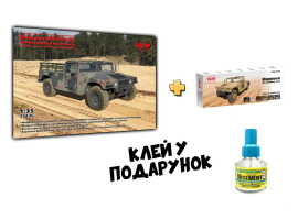 Збірна модель 1/35 Бронеавтомобіль Humvee М1097А2 транспортер вантажів + Набір акрилових фарб для військових автомобілів Humvee США