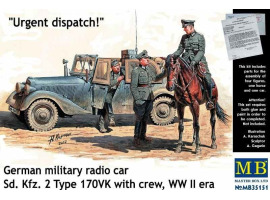 обзорное фото "Urgent dispatch. German military radio car Sd.Kfz. 2 Type 170VK with crew, WW II era" Figures 1/35