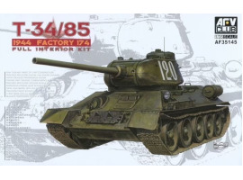 обзорное фото Збірна модель 1/35 Танк Т-34-85 (зразка 1944/1945 рр., завод № 174) з інтер'єром AFV Club 35145 Бронетехніка 1/35