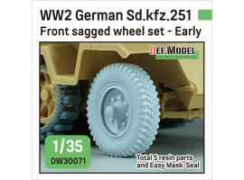 WW2 German Sd.kfz.251 Half-track front sagged wheel set - Early (for Sd.kfz.251 kit)