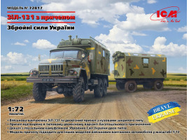 Scale model 1/72 Military truck of the Armed Forces of Ukraine with a trailer ICM 72817