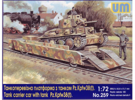 обзорное фото Танкоперевізна платформа з танком Pz. Kpfw38 (т) Бронетехніка 1/72