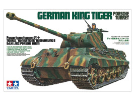 обзорное фото Збірна модель 1/35 німецький королівський тигр (вежа Porsche) German King Tiger Tamiya 35169 Бронетехніка 1/35