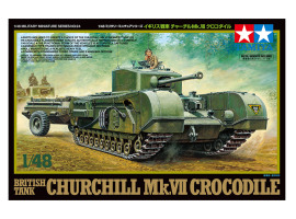 обзорное фото Збірна модель 1/48 Британський танк  Churchill Mk.VII - Crocodile Tamiya 32594 Бронетехніка 1/48