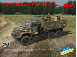 обзорное фото Збірна модель 1/35 Автомобіль ЗіЛ-131 ЗСУ з ДШКМ та розрахунком ICM 35017 Автомобілі 1/35