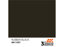 обзорное фото Акрилова фарба RUBBER BLACK – STANDARD /ШИННИЙ ЧОРНИЙ (КОЛІР ГУМИ) AK-interactive AK11027 Standart Color