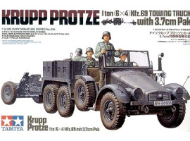 обзорное фото Збірна модель 1/35 Тягач Krupp Protze 1 тонна (6х4) Kfz.69 з 3,7см Pak Tamiya 35259 Автомобілі 1/35