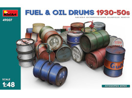 Scale model 1/48 Fuel and oil barrel set 1930-50s Miniart 49007