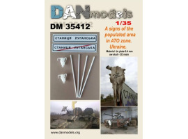 Material for dioramas 1/35 Signs for a checkpoint, road sign of the ATO zone Stanitsa Luganskaya DANModels 35412