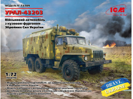 обзорное фото Сборная модель военного автомобиля Вооруженных сил Украины УРАЛ-43203 Автомобили 1/72