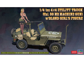 обзорное фото Scale model 1/24 4x4 SUV with a load capacity of 1/4 ton (with a Cal. 50 M2 machine gun) and a blonde figure Hasegawa 52283 Cars 1/24