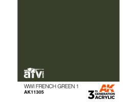 обзорное фото Акрилова фарба WWI FRENCH GREEN 1 / Зелений №1 Франція 1 Світова війна – AFV АК-interactive AK11305 AFV Series