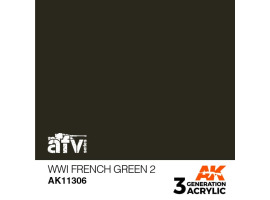 обзорное фото Акрилова фарба WWI FRENCH GREEN 2 / Зелений №2 Франція 1 Світова війна – AFV АК-interactive AK11306 AFV Series