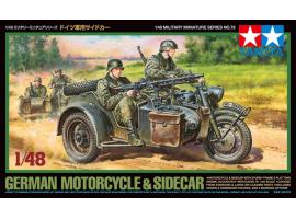 обзорное фото Scale model 1/48 German motorcycle with sidecar Tamiya 32578 Мотоцикл