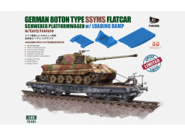 обзорное фото Немецкая  платформа-вагон 1/35  типа SSyms 80 т и рампа для загрузки T-Model TB001 Железная дорога 1/35