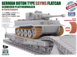 обзорное фото Немецкая  платформа-вагон 1/35  типа SSyms 80 т и гусеницы для транспортировки Тигр T-Model TB101 Железная дорога 1/35