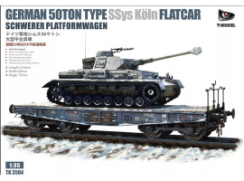 обзорное фото Німецька важка платформа-вагон 1/35 типу SSyms вантажопідйомністю 50 тонн T-Model TK3504 Залізниця 1/35
