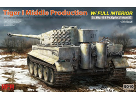 обзорное фото Збірна модель 1/35 Танк Sd.Kfz. 181 Pz.kpfw.VI Ausf. E Tiger I середнього виробництва з повним інтер'єром Rye Field Model 5010 Бронетехніка 1/35