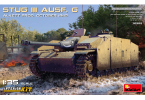 Scale model 1/35 SPG Stug III Ausf. G Alkett Prod. October 1943 with interior MiniArt 35352