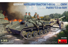 Scale model 1/35 German artillery tractor T-60 (p) with PaK40 gun and crew MiniArt 35395