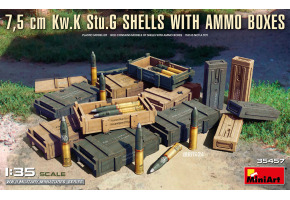 Збірна модель 1/35 Набір 7,5 см снаряди Kw.K Stu.G з ящиками для боєприпасів Miniart 35457