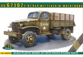 Збірна модель 1/72 Американська армійська вантажівка G7107 вантажопідйомністю 1,5 тонни, повнопривідна, з металевим кузовом ACE 72610
