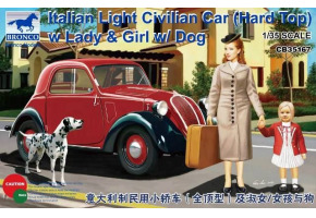 Buildable model of an Italian light civilian car (hard top) with a lady and a dog