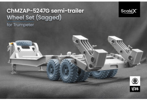 Набор колес (с деформацией) для полуприцепа ChMZAP-5247G от Trumpeter ScaleX WM 35029S