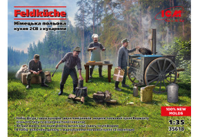 Збірна модель 1/35 Фігури Німецька польова кухня 2СВ з кухарями Feldküche ICM 35618