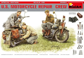 Scale model 1/35 American motorcycles and repair crew (Special Edition) MiniArt 35284
