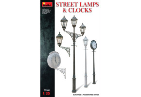 Street lampposts with street clock