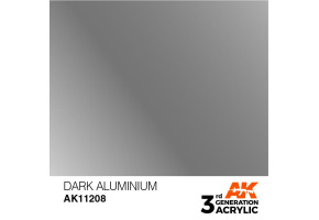 Акрилова фарба DARK ALUMINIUM METALLIC - ТЕМНО-АЛЮМІНІЄВИЙ МЕТАЛІК / INK АК-Interactive AK11208