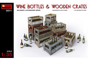 Винні пляшки та дерев'яні ящики